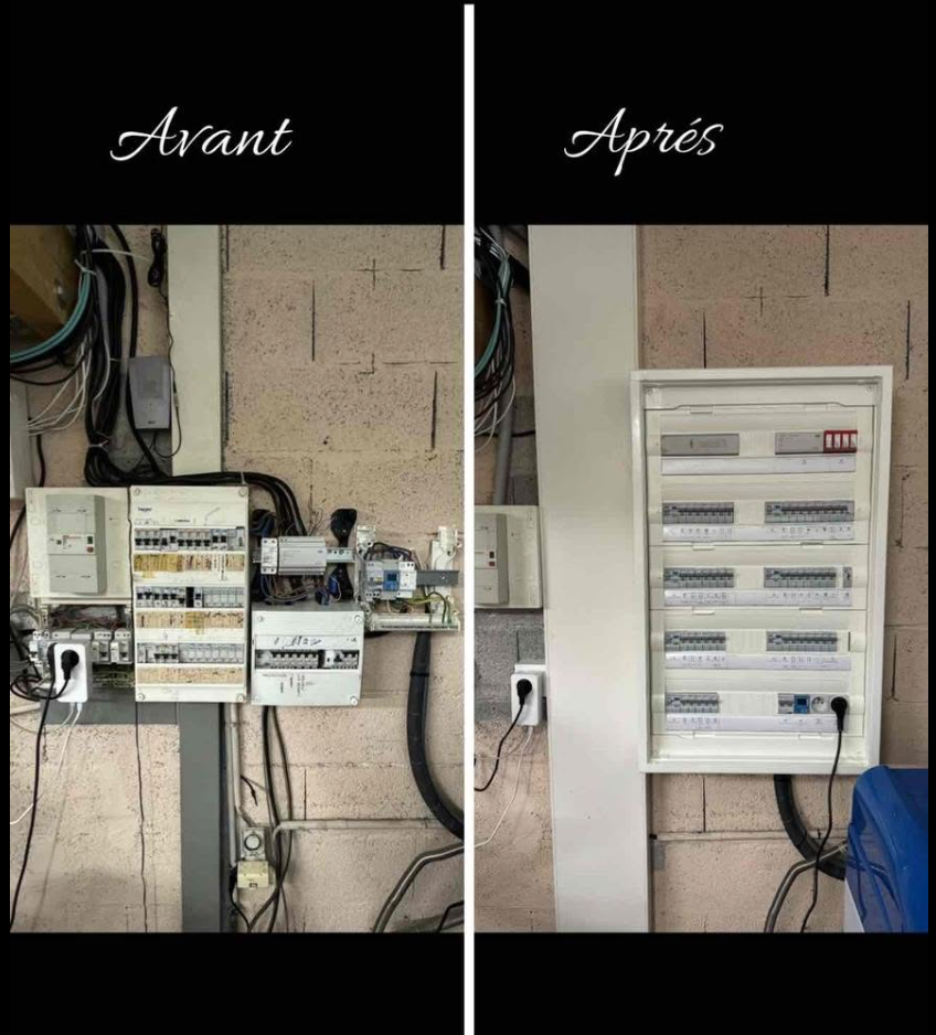 Tableau électrique avant et après rénovation par Roy'Elec